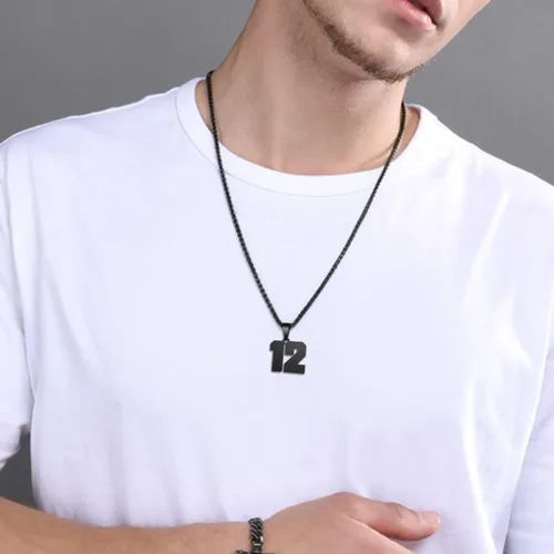 Vista 5 de MUERDOU Number Necklace for Boys Athletes Number Chain Stainless Steel Jersey Pendant Personalized Sports Jewelry Gift for Men Basketball Baseball