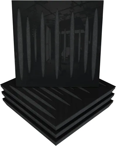 Vista 15 de Paquete de 4 paneles acústicos difusos para absorción de sonido «Pulsar» 19.7 x 19.7 x 2.1 pulgadas Absorción - Difusión - Reflexión Negro