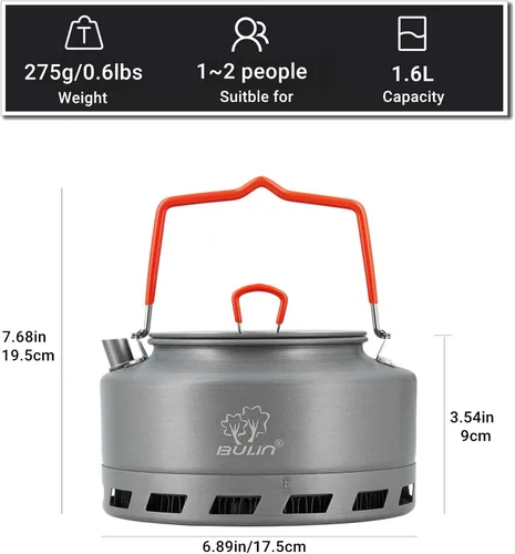 Vista 2 de Bulin Hervidor de camping, 1.6L Intercambio de Calor Campamento Portátil Té