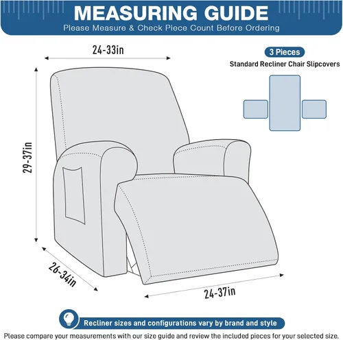 Vista 2 de TAOCOCO Funda para Reclinable de 3 Piezas, Fundas para Silla Reclinable, Funda Elástica de Jacquard para Silla Reclinable, Protector de Muebles