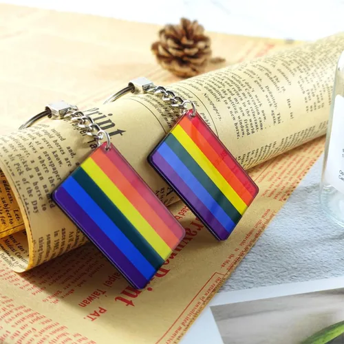 Vista 3 de QQSD Llavero LGBT con bandera del orgullo gay arcoíris, paquete de 2, Arco iris