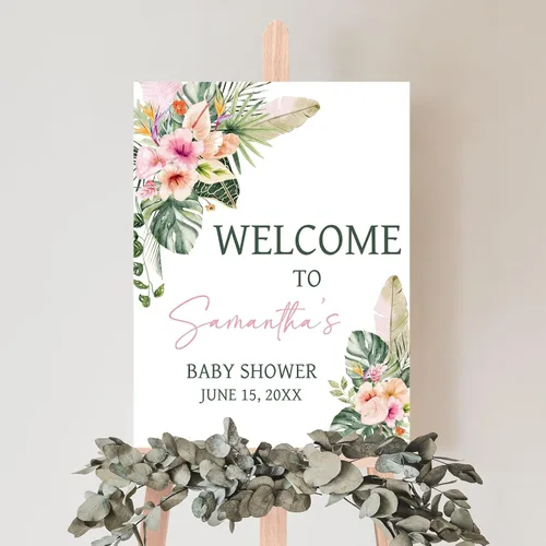 Vista 19 de Letrero de bienvenida para baby shower de primavera floral Baby in Bloom, personalizado