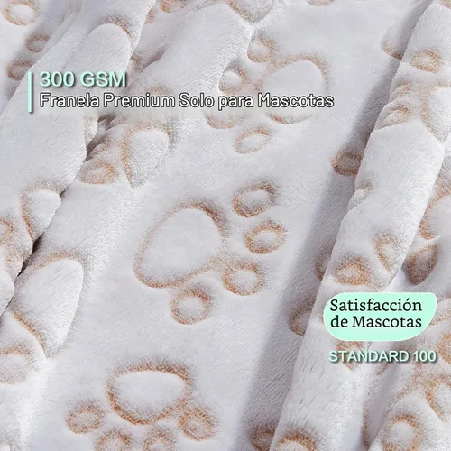 Vista 2 de Stuffed Manta Premium Suave para Perro Pequeña Beige, con Franela Beige Lindo Estampado de Huellas, 24 x 32 pulgadas, Manta para Gatos Suministros