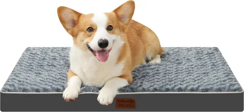 Vista 11 de Colchonetas de Cama para Perros Medianos - Cama Ortopédica para Perros con Espuma Gruesa tipo Huevo para Jaula, Funda Extraíble Lavable, Base Negro
