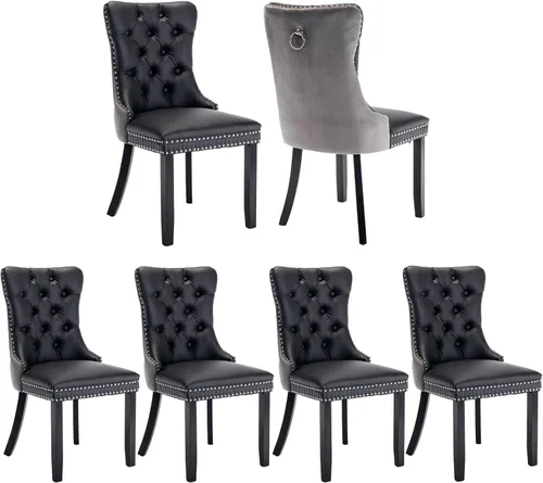 Vista 68 de Juego de 2 sillas de comedor de terciopelo beige, modernas sillas de cocina tapizadas
