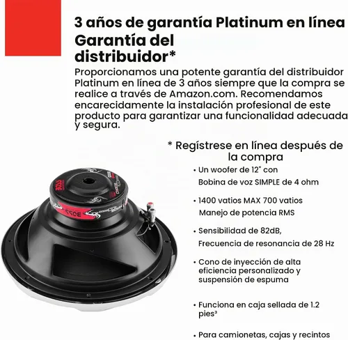 Vista 2 de BOSS Audio Chaos CX122 - Subwoofer de potencia para coche, 12 pulgadas, 2800 W, par