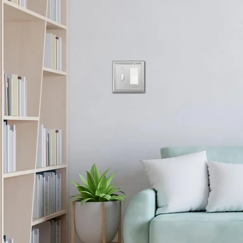 Vista 5 de OKAWYC Adler - Placa de pared de metal para interruptor de luz de palanca/decorador, paquete de 2 unidades, níquel cepillado, 2 Gang