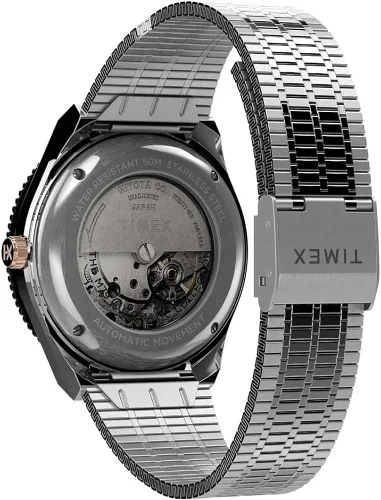 Vista 3 de Timex Reloj automático M79 de 1575in para hombre plateadomarrónnegro Reloj de pulsera automático de acero inoxidable M79 de 1575in