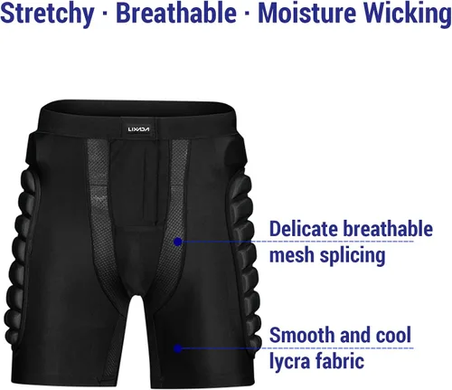 Vista 4 de Lixada Pantalones cortos acolchados protectores 3D para snowboard, patinaje, esquí