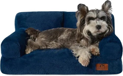 Vista 22 de Hollypet Cama de Felpa Esponjosa para Perros y Gatos, Sofá Cama Suave y Calmante para Gatos y Perros Pequeños y Medianos, Beige