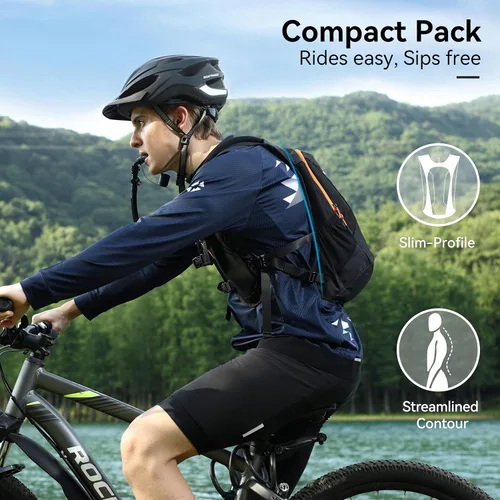 Vista 4 de MARCHWAY Mochila de hidratación ligera con correas estilo chaleco y bolsa de agua de TPU de 2.5 L, versátil y elegante paquete de múltiples