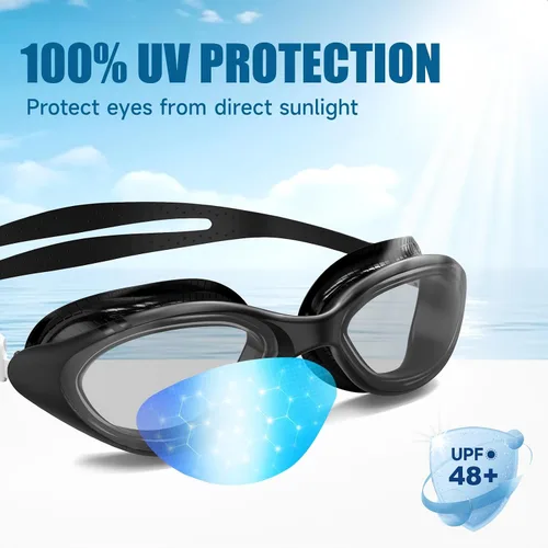 Vista 5 de VegoVia Gafas de natación para adultos para hombres y mujeres, gafas de natación para piscina, antiniebla/UV, gafas de natación con estuche