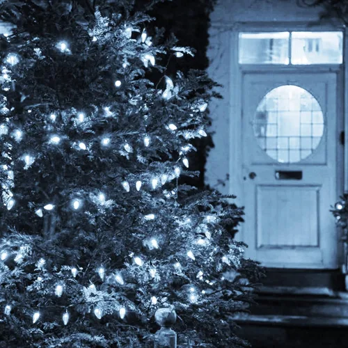 Vista 3 de Dazzle Bright Tira de luces de Navidad C6, 100 LED de 33 pies, luces de Navidad para exteriores, impermeables, conectables, 8 modos de luces