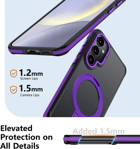 Vista 3 de Funda para Samsung Galaxy S24 Plus, soporte de anillo magnético ajustable [compatible con Magsafe], [protección a prueba de golpes de grado militar]