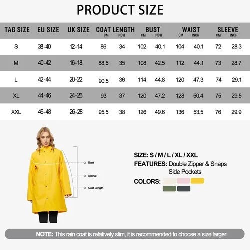 Vista 5 de UNIQUEBELLA Impermeable para mujer, chaqueta impermeable para exteriores, gabardina ligera para mujer