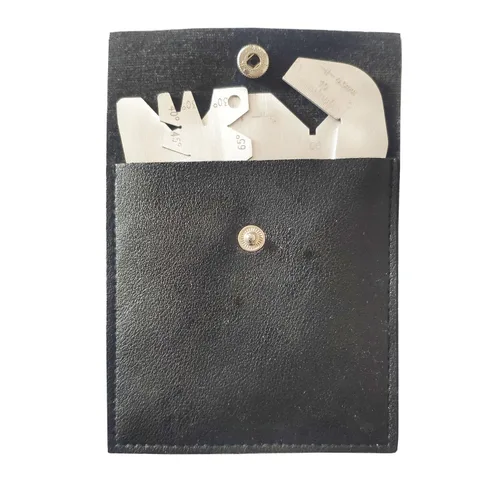 Vista 5 de 3 unids/set brocas Medidores de ángulo de acero inoxidable Sacapuntas Herramientas S/S Medidor de ángulo Herramientas de medición de mano con estuche