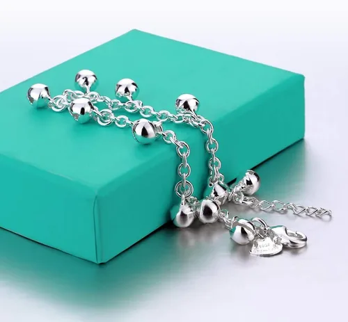 Vista 9 de H&Beautimer Tobillera de plata de moda con linda cadena de pie de campana para mujer, pulsera de tobillo de playa con cierre de langosta ajustable