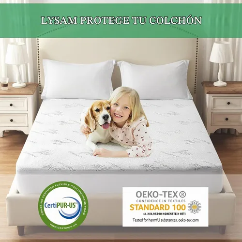 Vista 4 de Lysam Protector de colchón King, funda de colchón refrescante impermeable, 76 x 80 pulgadas, funda de cama silenciosa, transpirable, suave, lavable