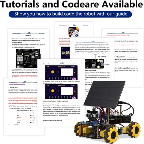 Vista 6 de ACEBOTT Kit de automóvil inteligente de energía solar, automóvil de control remoto 4WD compatible con Arduino IDE, proyecto de programación