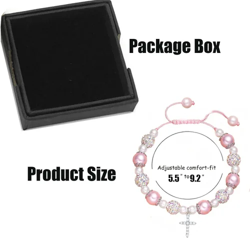 Vista 7 de Angyape Pulsera de cruz para regalos de bautismo, pulseras de regalos de primera comunión