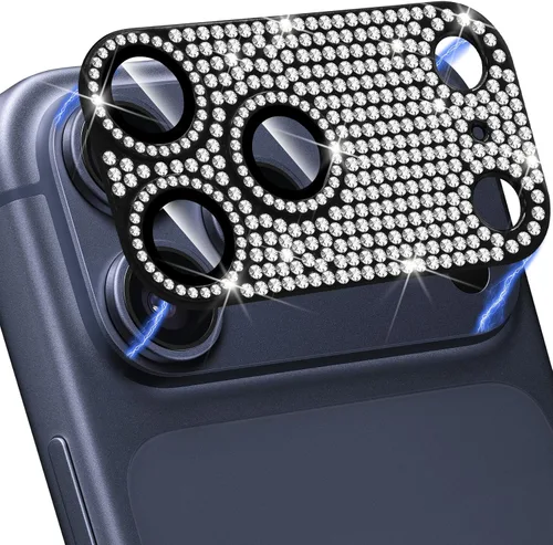 Vista 12 de Protector de lente de cámara para iPhone 13 & iPhone 13 Mini, brillante con diamantes de imitación 3D con purpurina, cubierta de cámara de vidrio