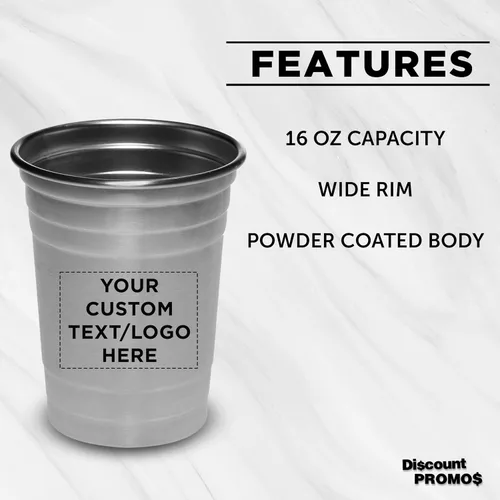 Vista 2 de Vasos de cerveza de acero inoxidable personalizados de 16 onzas, juego de 10/50/100, paquete personalizado a granel, perfecto para fiestas