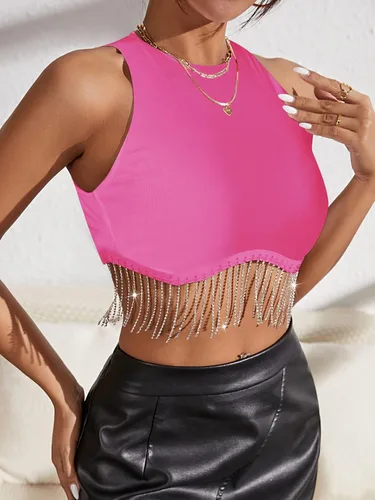 Vista 3 de Milumia Camiseta corta sin mangas con cuello redondo y cremallera en la espalda para mujer