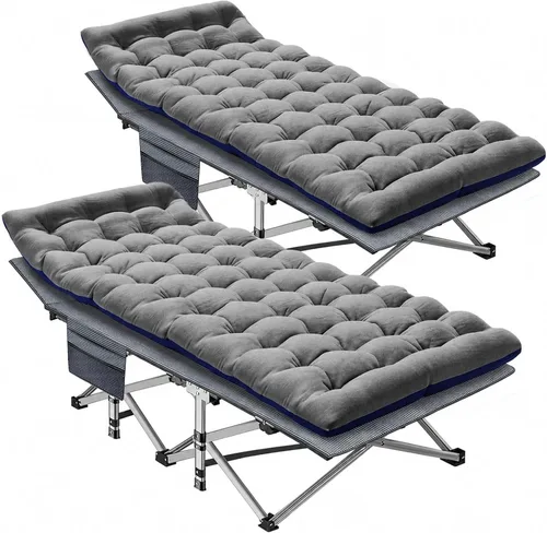 Vista 12 de LILYPELLE Catre de Camping Plegable, Catres de Dormir Extra Anchos de Servicio Pesado con Bolsa de Transporte, Catres de Campamento de Viaje Azul