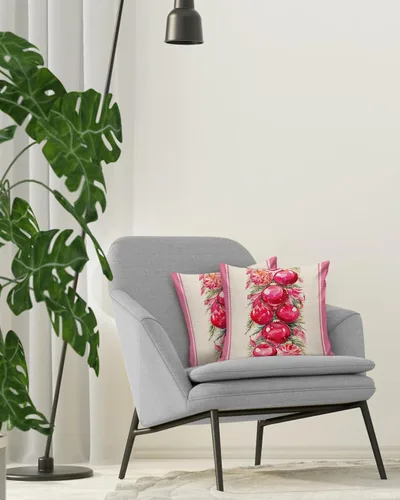 Vista 4 de Paquete de 2 fundas de almohada de algodón, diseño de bolas rosas de Feliz Navidad, cuadradas, suaves, decorativas, para sala de estar, dormitorio