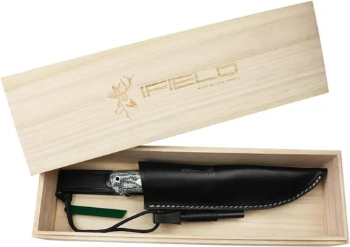 Vista 4 de iFIELD Bushcraft EL29121 - Cuchillo de supervivencia para entrenamiento - Hoja de satén MOVA-58 de 4.52 pulgadas, mango de granito TRF, funda