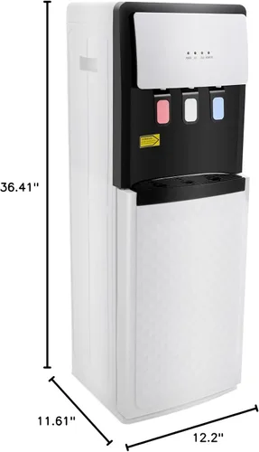 Vista 8 de Dispensador de agua de carga inferior para botella de 5 galones, enfriador de agua blanco caliente/frío/ambiente con capacidad de 1.32 galones/h