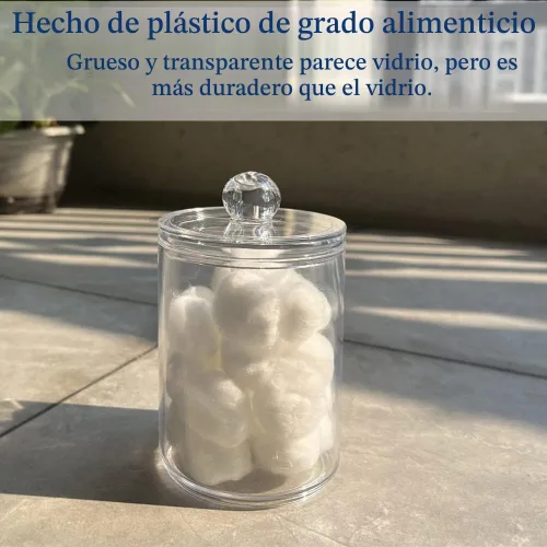 Vista 8 de Recipiente para hisopos de algodón con tapa, dispensador de baño Qtip frascos de boticario, recipiente de algodón acrílico transparente para hisopos