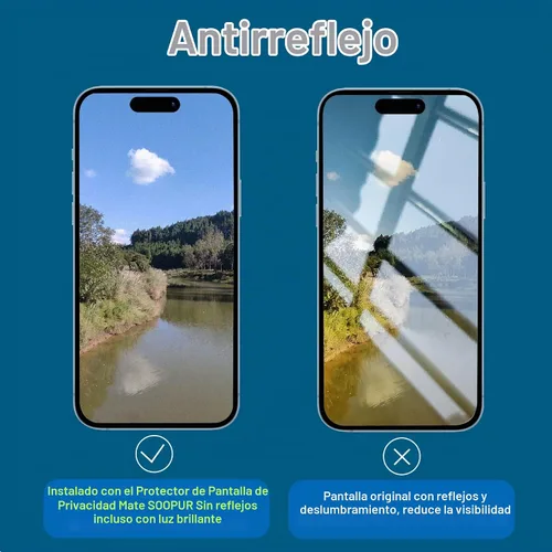 Vista 3 de Paquete de 2 protectores de pantalla de privacidad mate para iPhone 14 Pro Max de 6.7 pulgadas, película de vidrio templado, antirreflejos