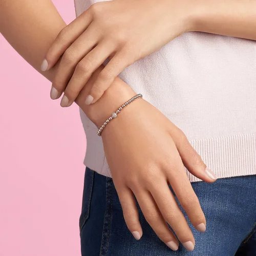 Vista 6 de PANDORA Pulsera de cuentas de joyería y circonita cúbica en rosa Metal