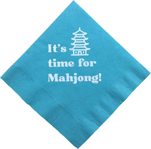 Vista 6 de Mah Jongg Mahjong - Servilletas para cóctel, 20 unidades, papel, multicolor, rosa, verde, azul y naranja