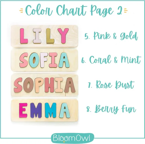 Vista 9 de Rompecabezas de madera personalizado con nombre para niños, hecho a mano en EE. UU. por Bloom Owl, regalos personalizados para bebés niños y niñas