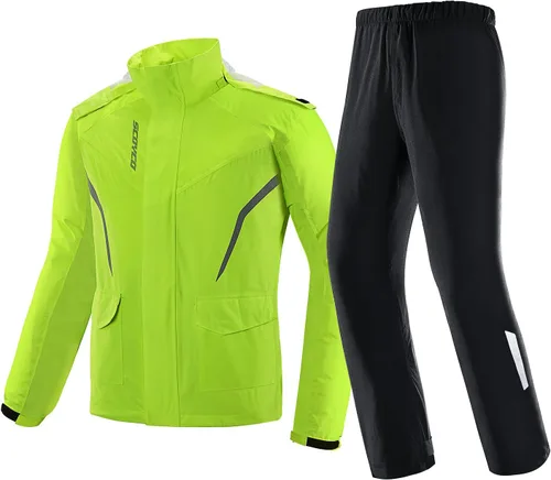 Vista 13 de Scoyco Chaquetas impermeables para hombre, chaqueta impermeable ligera para exteriores con capucha