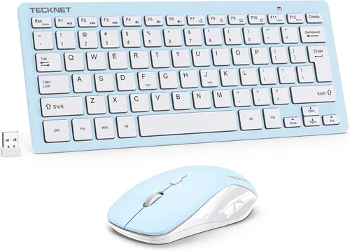 Vista 9 de TECKNET Combo de Teclado y Ratón Inalámbrico, Mini Teclado de Computadora Inalámbrico y Conjunto de Ratón 2.4GHz, 1600 DPI Ajustable Silencioso