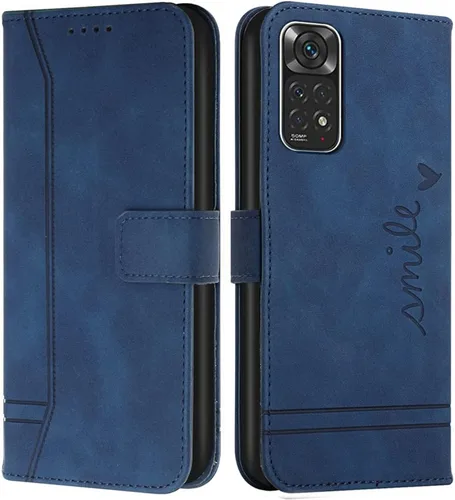 Vista 10 de Funda tipo cartera para Xiaomi Redmi Note 11, Redmi Note 11 Funda con tarjetero Funda de cuero con función atril Protección completa magnética Negro