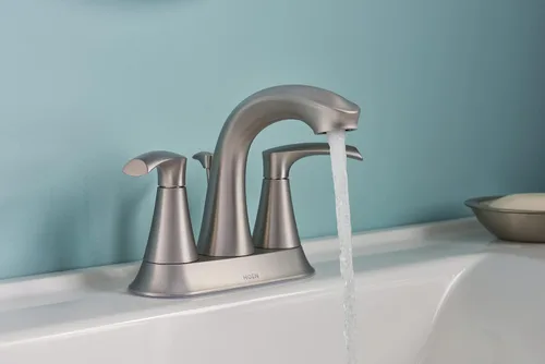 Vista 5 de Moen Graeden Spot Resist - Grifo de baño central de níquel cepillado de 2 manijas y 4 pulgadas