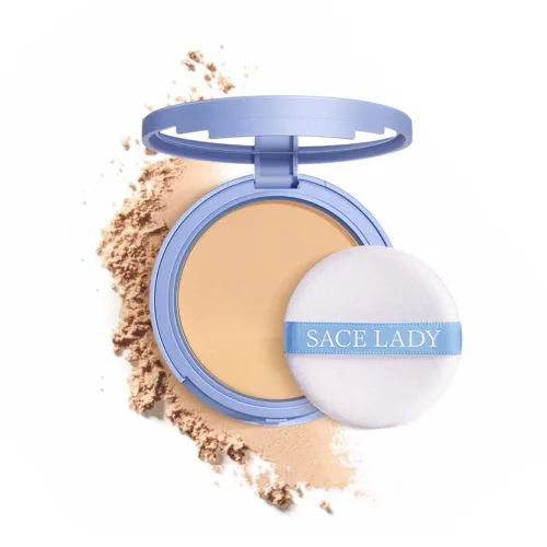 Vista 8 de SACE LADY Juego de maquillaje facial de 2 piezas, base y polvo prensado