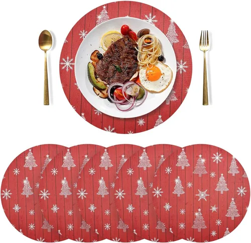 Vista 3 de Stylized Planket Christmas Trees Table Placemat, Non Slip Heat Resistant Place Mats for Dinner Table for Kitchen one sizex1