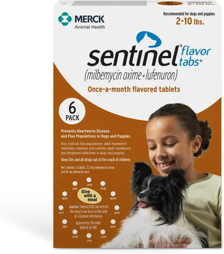 Vista 8 de Pastillas con sabor Sentinel para perros, 23-45 kg, 6 tabletas masticables, suministro de 6 meses, Caja blanca