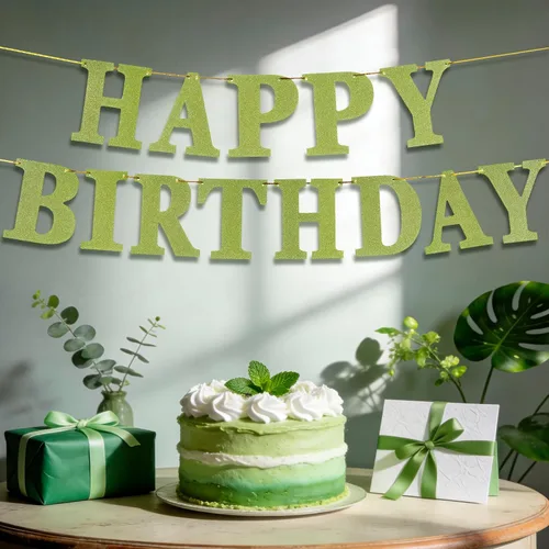 Vista 4 de Cartel de feliz cumpleaños para decoraciones de fiesta de cumpleaños (aguamarina)