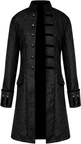 Vista 2 de WISHU Abrigo vintage steampunk para niños, disfraz de Halloween, pirata medieval, gótico, renacentista, chaqueta victoriana para niños