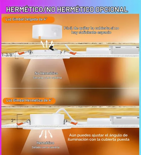 Vista 4 de CLOUDY BAY Luz empotrable LED inteligente de 4 pulgadas, iluminación empotrada que cambia de color, compatible con Alexa y Google Home Assistant
