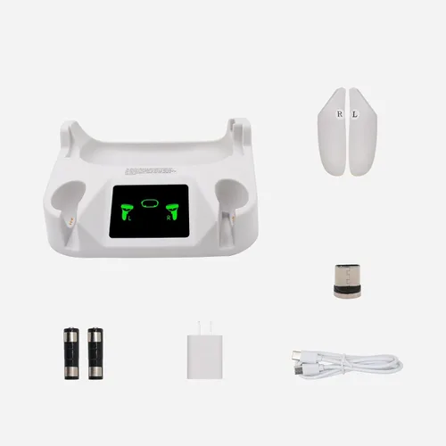 Vista 7 de Estación de carga VR para Oculus Quest 2Meta Quest 2, base de carga magnética Ysokk con 2 baterías recargablescargador USB-C y cable