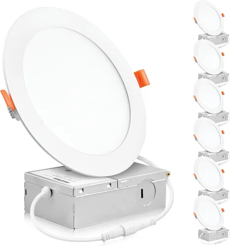 Vista 9 de PARMIDA (Paquete de 12) Luz de techo empotrable LED de 6 pulgadas ultradelgada con caja de conexiones, 12 W, luz de panel delgada de oblea sin 3000K