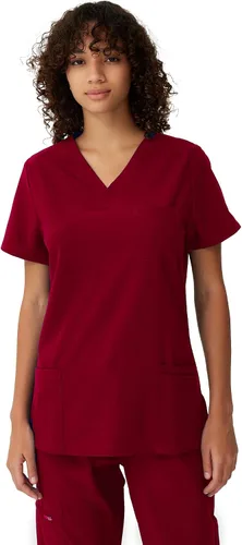 Vista 27 de floralhue Uniformes médicos para mujeres, blusas de uniforme médico suaves con cuello en V, uniforme médico elástico con 4 bolsillos, transpirable