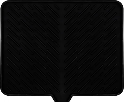 Vista 2 de Luxet Alfombrilla de silicona para secar platos con borde de drenaje integrado, almohadilla de secado higiénica, bandeja resistente compacta y fácil